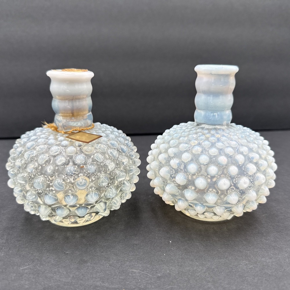 2 Vtg Antique Cologne‎ Bottle By Wrisley Opaque glass hobnail perfume bottles